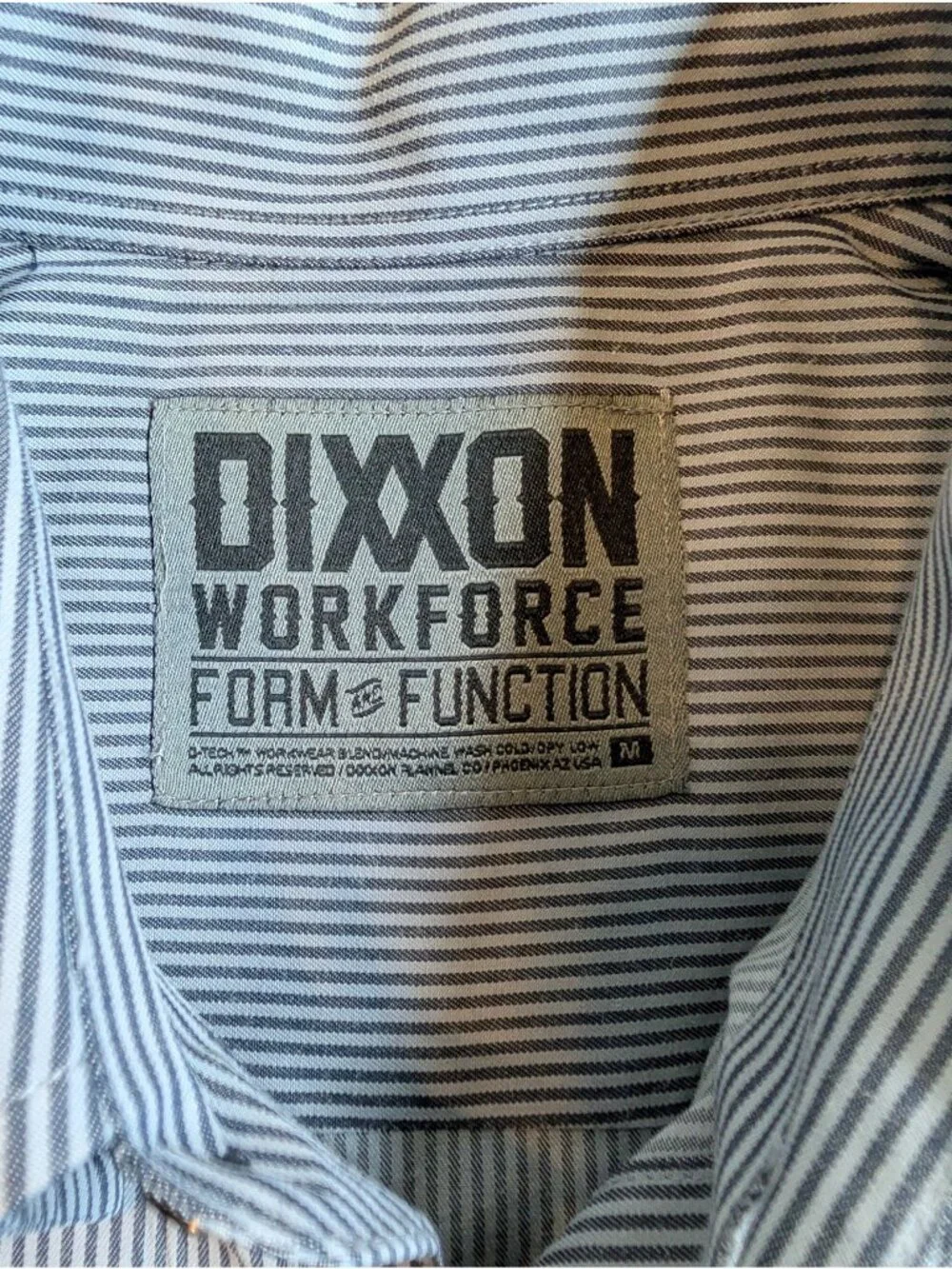 Dixxon Workforce Mens M Gray Striped Work Shirt Mechanic Utility Short Sleeve